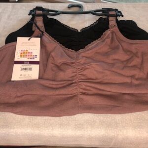 NWT. Joyspun 2pc set. Black and Mauve Women's Bralette in size XXL